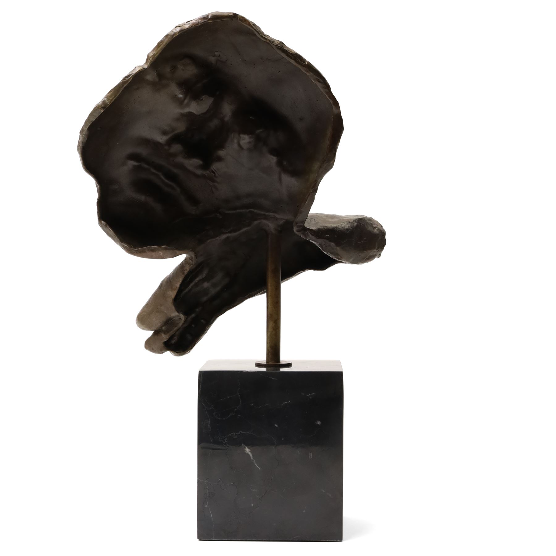 After Salvador Dali (Spanish 1904-1989): Dreams, bronze figure with head resting on hand, mounted on black marble base, H40cm 