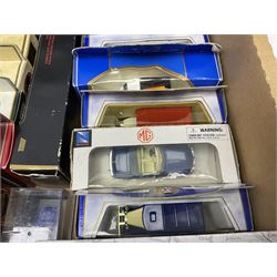 Forty-four modern die-cast models/sets by Matchbox, Corgi, Lledo, Atlas, EFE etc including military and commercial vehicles, cars and promotional vehicles, buses etc; all boxed (44)