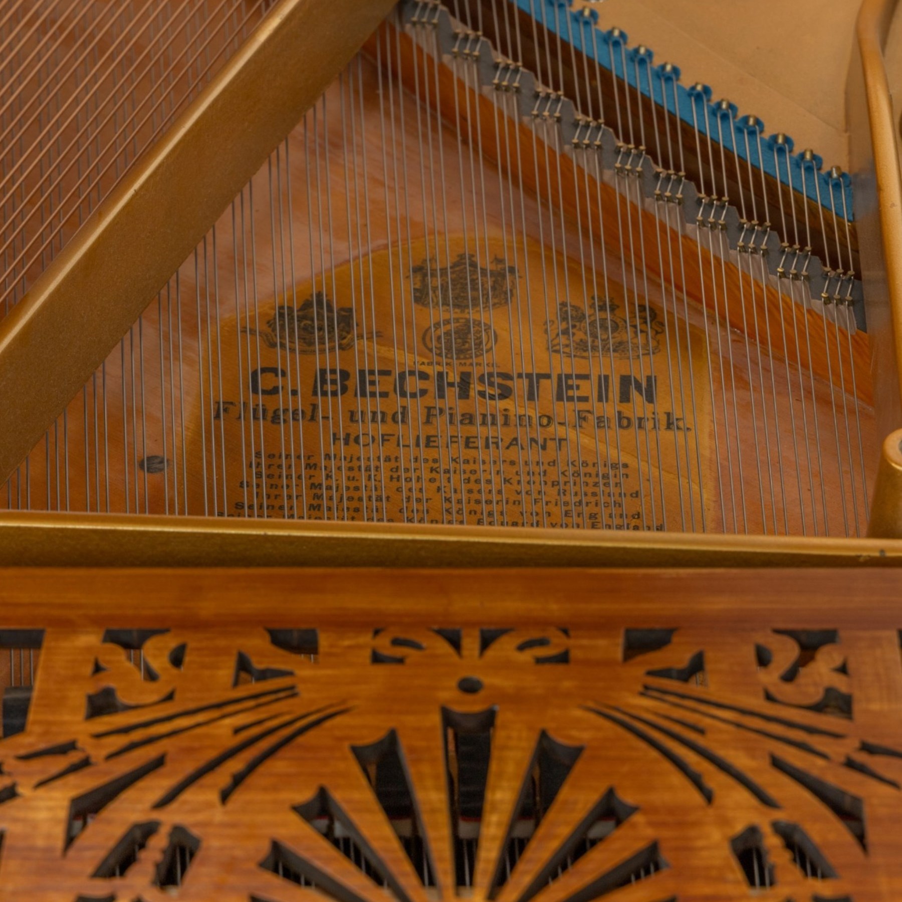 Edwardian C. Bechstein mahogany cased baby grand piano, serial no. 84403 circa 1907, retailed by 1066 Pianos Cambridge, raised on turned and faceted tapering supports terminating in brass castors, H100cm, L183cm
This item has been registered for sale under Section 10 of the APHA Ivory Act