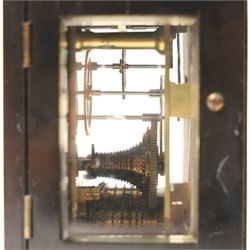 Early Victorian mantel clock, the brass dial inscribed Barraud and Lund, Cornhill, London, No 1543 with chain fusee, plain brass back plate in ebonised case with serpentine top H23cm
