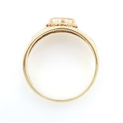 Clogau 9ct yellow and rose gold Celtic design single stone oval aquamarine ring, hallmarked, in original box 