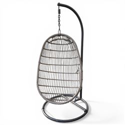 Pair Basket hanging garden chairs with one cushion