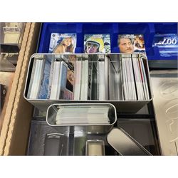 Fabbri James Bond Collection - over one hundred and ten die-cast models in perspex display cases as issued periodically; and a quantity of associated magazines and trading cards, in five boxes