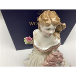 Three Royal Worcester figures, comprising Glyndebourne, with original box, Royal Worcester Special Even 1998 Elizabeth, with certificate and original box, and In Celebration of the Queens 80th Birthday 2006 