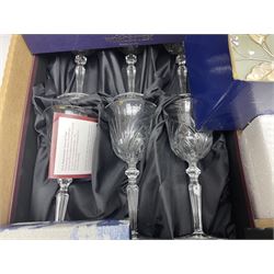 Juliana Treasure trinket, together with Stuart Crystal Redhouse Collection wine glasses, other glasses and flatware, in two boxes