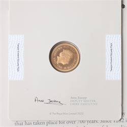 The Royal Mint United Kingdom 2021 'Trial of the Pyx' gold proof half sovereign coin, from the edition of ten, on Royal Mint card, in folder with corresponding brochure and verdict