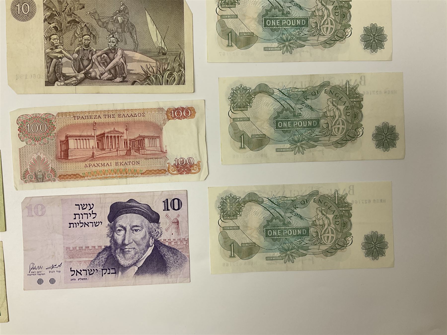 Banknotes including Bank of England Page Series D one pounds, other one pound notes, various The Royal Bank of Scotland Limited denominations, Clydesdale Bank Limited ten pounds 31st January 1979 ‘D/BD 060182’ etc 