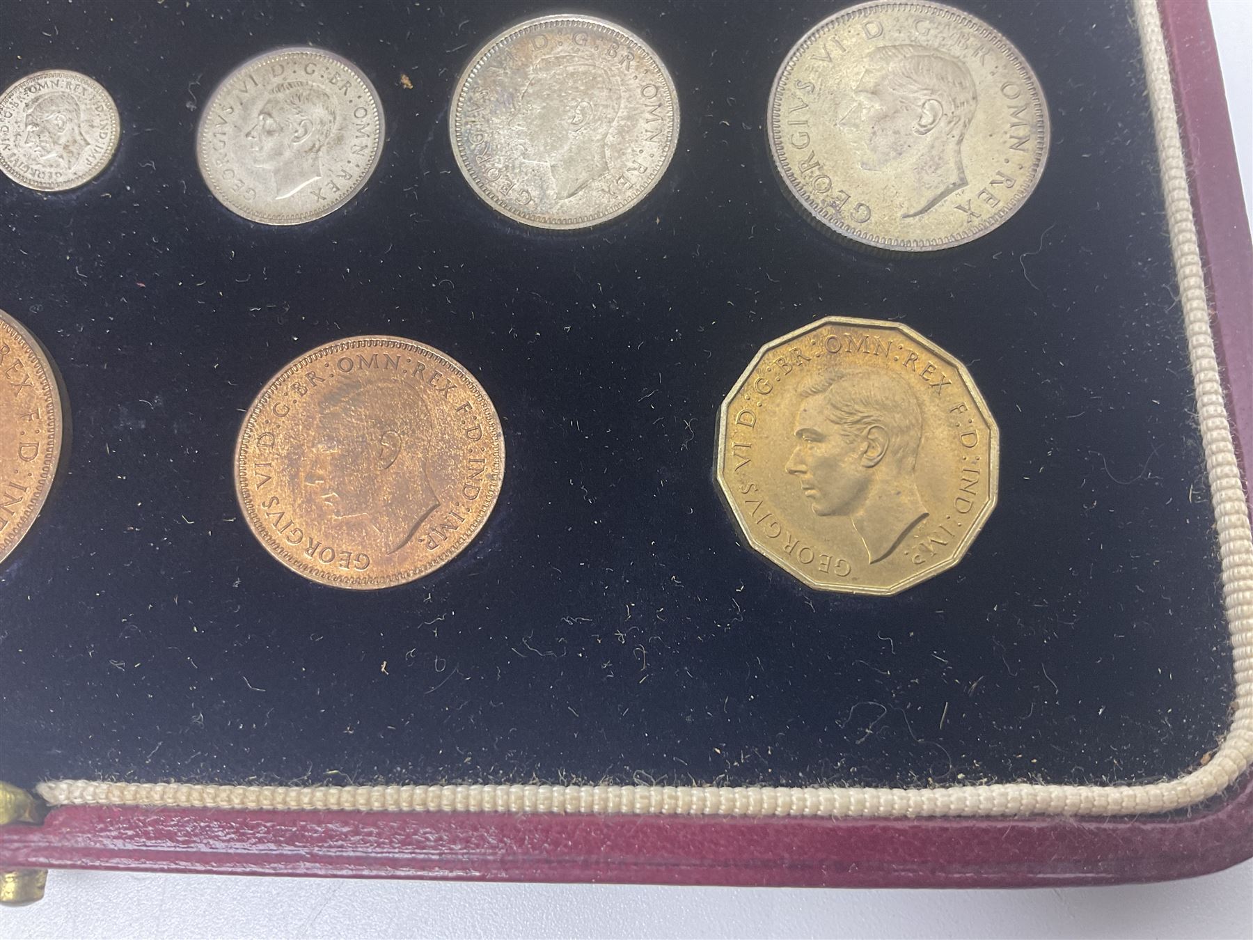 King George VI 1937 specimen coin set, farthing to crown including maundy coinage, in dated case