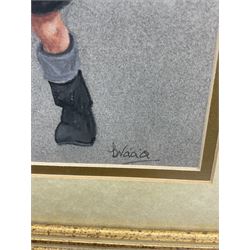 Brian Shields 'Braaq' (Northern British 1951-1997): Self Portrait as a Young Boy with Native American Headdress, pastel signed 24cm x 16cm