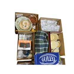 Collectables including breweriana, horse brasses, ceramics etc in eleven boxes  