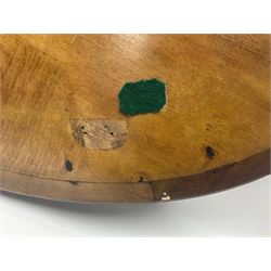 Late 19th/early 20th century mahogany and marquetry inlaid tray, of oval form with twin scrolled handles and moulded border, the central panel inlaid with figures seated at a table drinking tea, L99cm