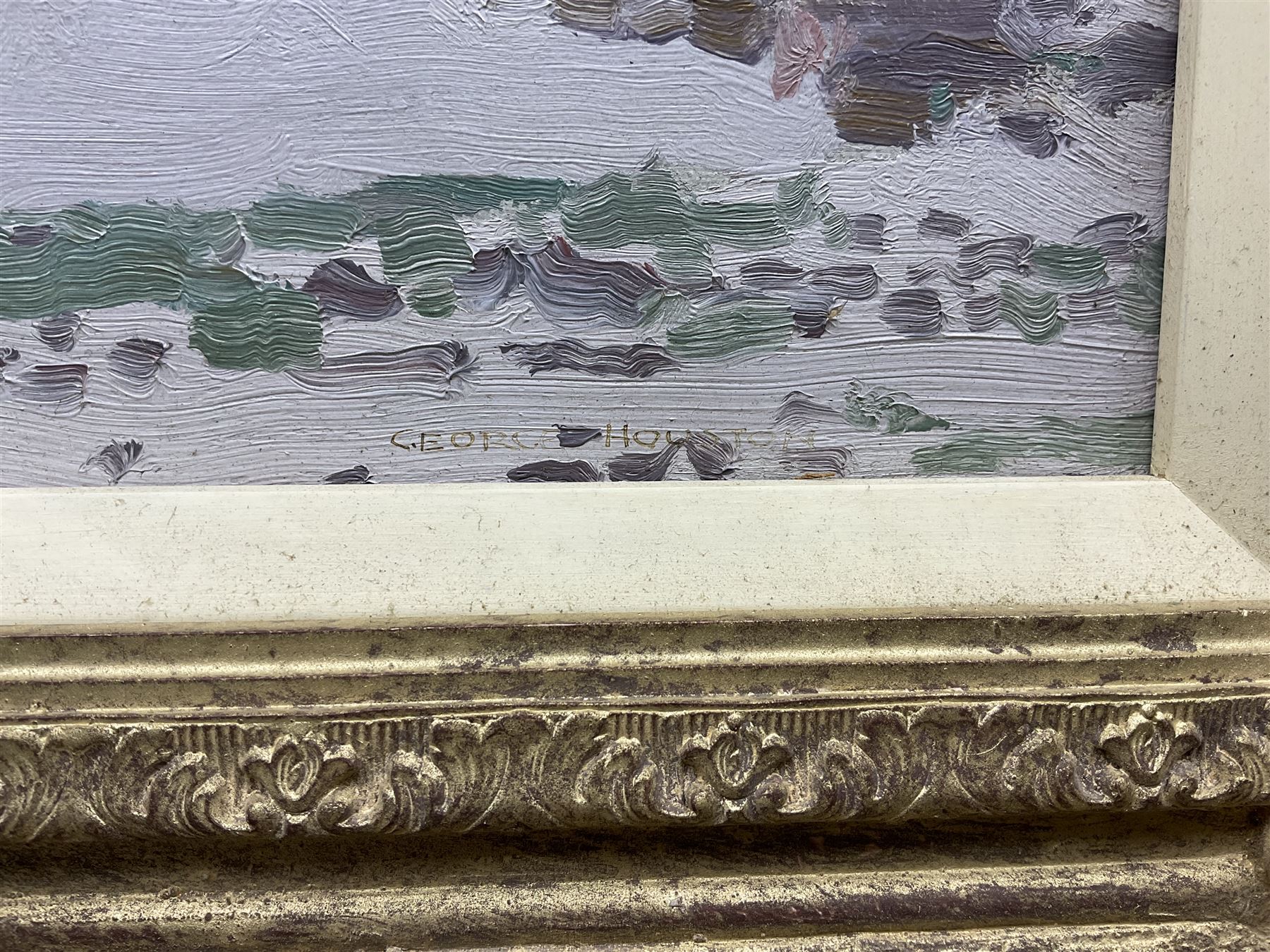 George Houston RSA RI RSW (Scottish 1869-1947): 'Ardchonnel Castle (Innis Chonnel) Loch Awe', oil on board signed, inscribed verso 29cm x 44cm