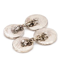 Hermès Ex-Libris Clou de Selle pair of silver cufflinks, London 2004, boxed