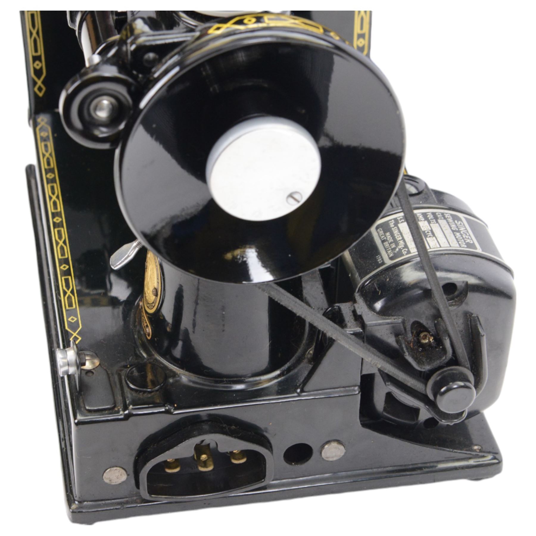 Singer 221K electric sewing machine, with case and accessories