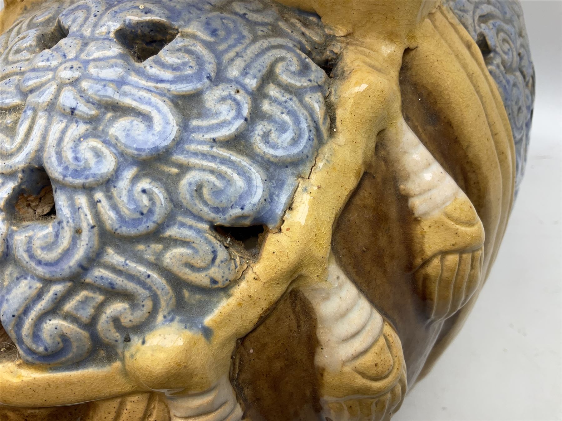 Oriental glazed ceramic elephant garden seat, H41cm