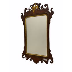 Chippendale style mahogany wall mirror with eagle pediment 