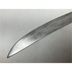 British 1796 Pattern Light Cavalry trooper's sword, the 84cm curving fullered blade stamped Hadley.1 to the back edge, steel hilt with knucklebow, D-shaped langets and leather grip; in polished steel scabbard stamped Osborn & Gunby Birmm. and W.R.16 ( ?16th Light Dragoons) with two suspension rings L100cm overall