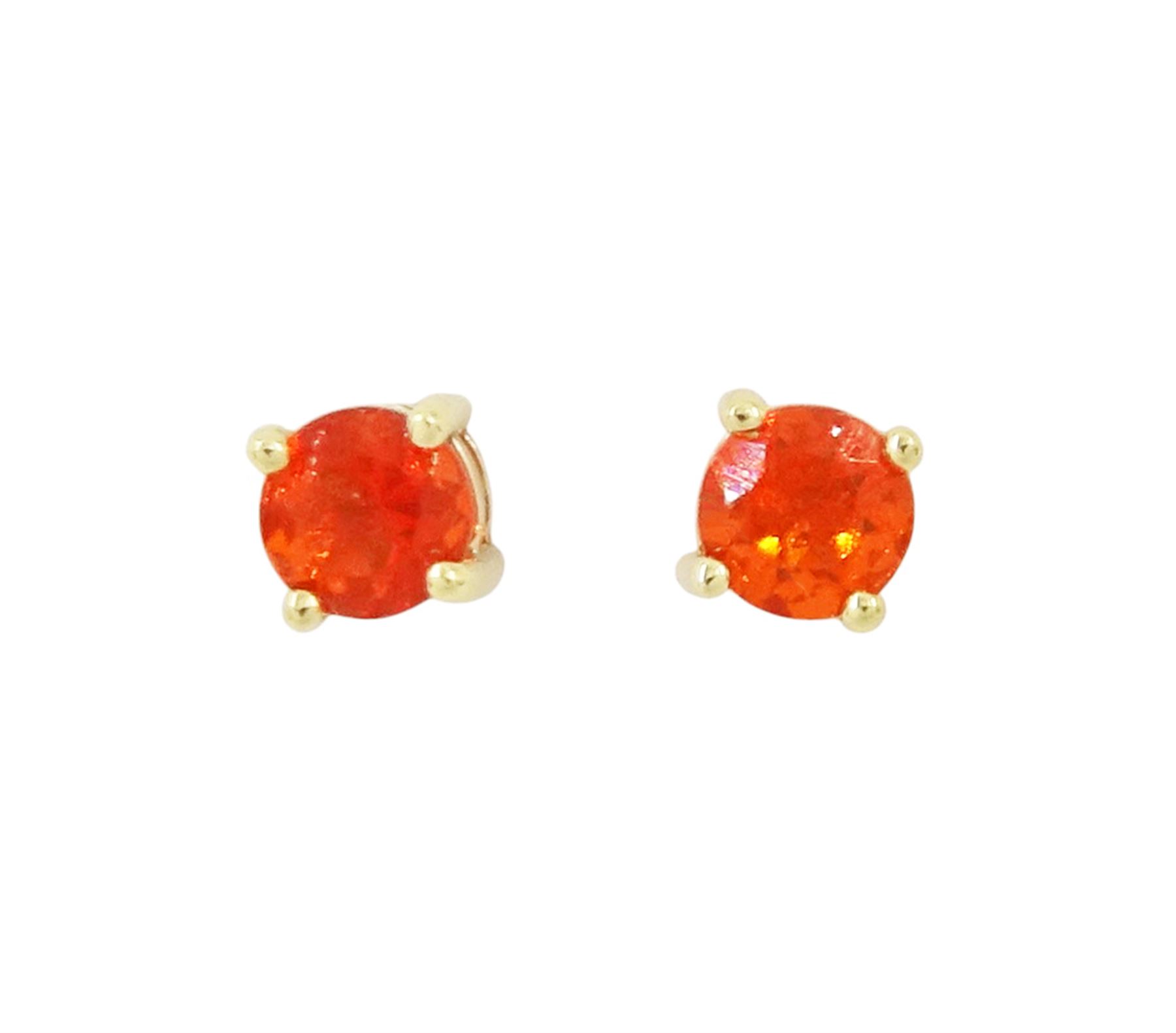 Pair of 9ct gold fire opal stud earrings, stamped 375