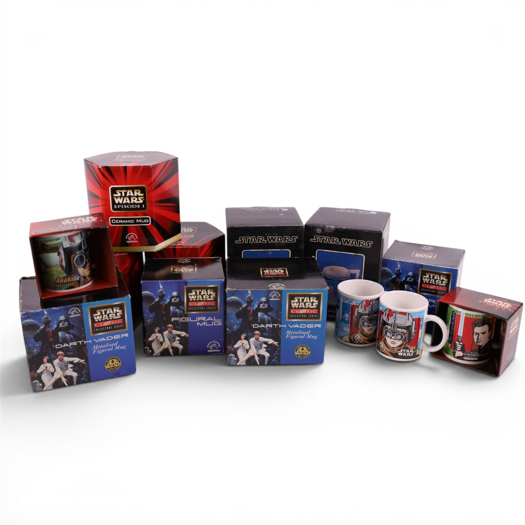 Eighteen Star Wars mugs, including figural Applause examples, fifteen boxed