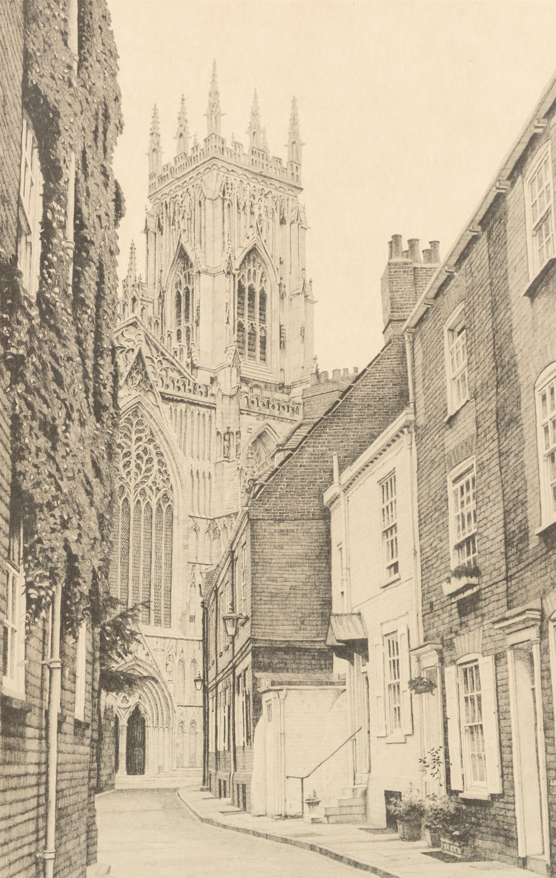 Stuart Walton (Northern British 1933-): York Minster from Precentor's Court, The Shambles - York, View of Lendal Bridge from Dame Judy Dench Walk and Steps Leading from Wellington Row beneath Lendal Bridge to the River Ouse, set of four prints signed with initials and dated '78 in pencil 27.5cm x 17.5cm (4)