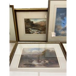 Fleetwood Charles Varley (British 1863-1942): Beck in the Valley of Desolation - Bolton Woods and Lake Landscape, two watercolours signed, together with six further watercolours variously signed 