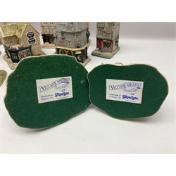 Thirteen Lilliput Lanes from the Shops Collection, including Apothecary, Horologist, China Shop, Penny Sweets, H Samuel etc, all with deeds and original boxes 