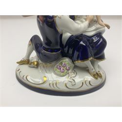 Two Royal Worcester figures, comprising Spirit of the Millennium and Spring, together with Royal Dux figure of two lovers