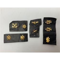 Fifty US rank badges and trade badges; WW2 and Vietnam period; predominantly on sale cards