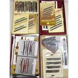  Ex Shop Stock - Ladies and Gents leather watch straps, expanding and other bracelets, in four cases   