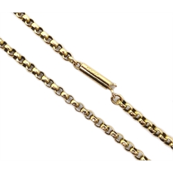  Early 20th century gold belcher chain necklace with barrel clasp, stamped 9c, makers mark J M   