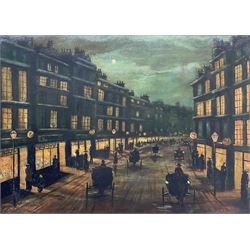 Wilfred Bosworth Jenkins (British 1857-1936): York Street Scene by Moonlight, oil on canvas signed 39cm x 55cm