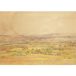 Fred Lawson (British 1888-1968): 'Looking towards Swaledale over the Moors', watercolour signed 26cm x 36cm