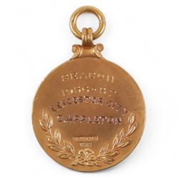 Football League Championship Division 2 9ct gold medal, awarded to Colin Appleton of Leicester City for the 1956-57 season, hallmarked Vaughton & Sons, Birmingham 1956