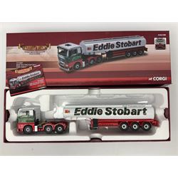 Corgi Eddie Stobart - three Hauliers of Renown lorries; CC13722 Scania R Fridge Trailer; CC15202 MAN XLX; and CC15207 MAN TG-X (XL) Fuel Tanker; all boxed (3)
