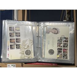 Approximately one hundred and fifteen Royal Mint coin covers, in two ring binder folders and loose, together with approximately 53 grams of Great British pre-1920 and approximately 68 grams of Great British pre-1947 silver threepence coins, and a small quantity of further pre-decimal coins