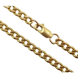 9ct gold flattened curb link chain necklace, with T bar finial, hallmarked, approx 9.6gm