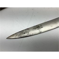 19th century Bayonet with 58cm fullered Yataghan shaped blade, stamped with anchor mark, with leather scabbard