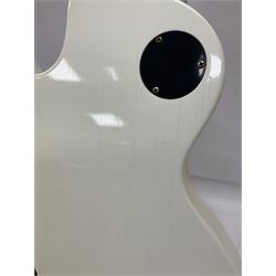 2010 Gibson Les Paul studio guitar, serial no101500537 in white finish with gold and pale green hardware, in Auden soft carry case, guitar L100cm