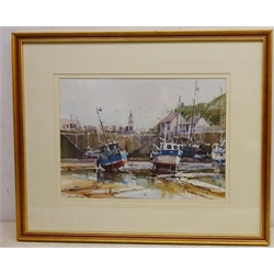  'Porthleven Harbour', watercolour signed by Ray Balkwill (British 1948-), titled verso 26cm x 36cm   