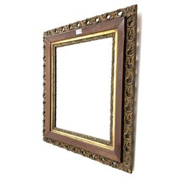 Mahogany framed mirror, repeating floral moulding surrounding gold painted boarder 