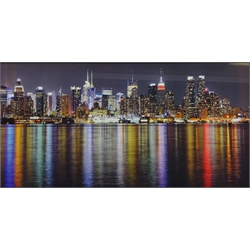  Manhattan New York at Moonlight, contemporary colour photographic print 49cm x 99cm in contemporary frame  