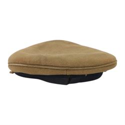 Bates service cap with hand written poem inside, together with Officer's Sam Browne brown leather belt, pistol holder and sword frog