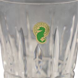 Set of twelve Waterford Crystal Kylemore pattern tumblers and matching jug, tumblers H13cm