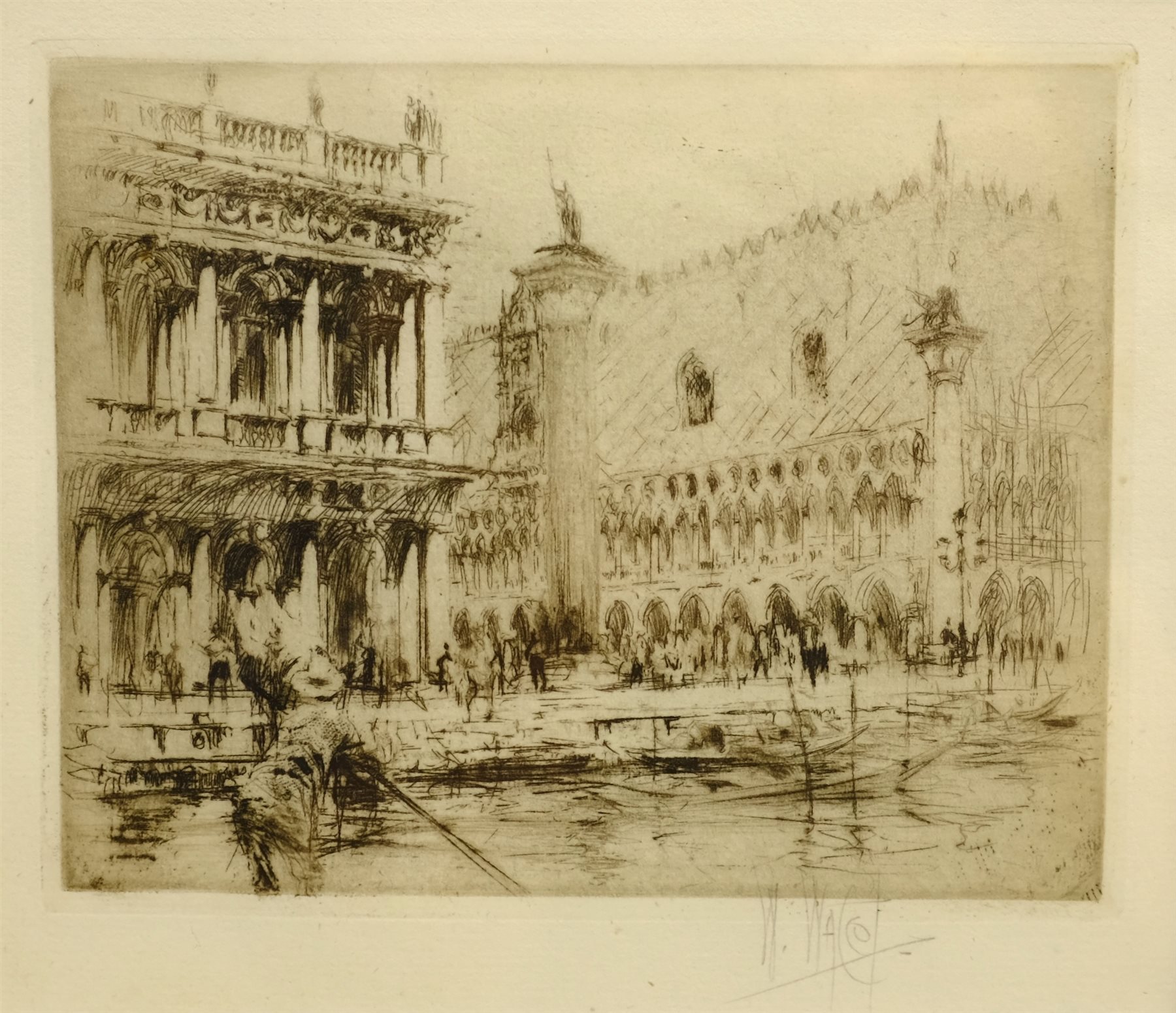  William Walcot (British 1874-1943): 'Piazza San Marco, Venice', drypoint etching signed in pencil pub. 1917, 10cm x 12.5cm  