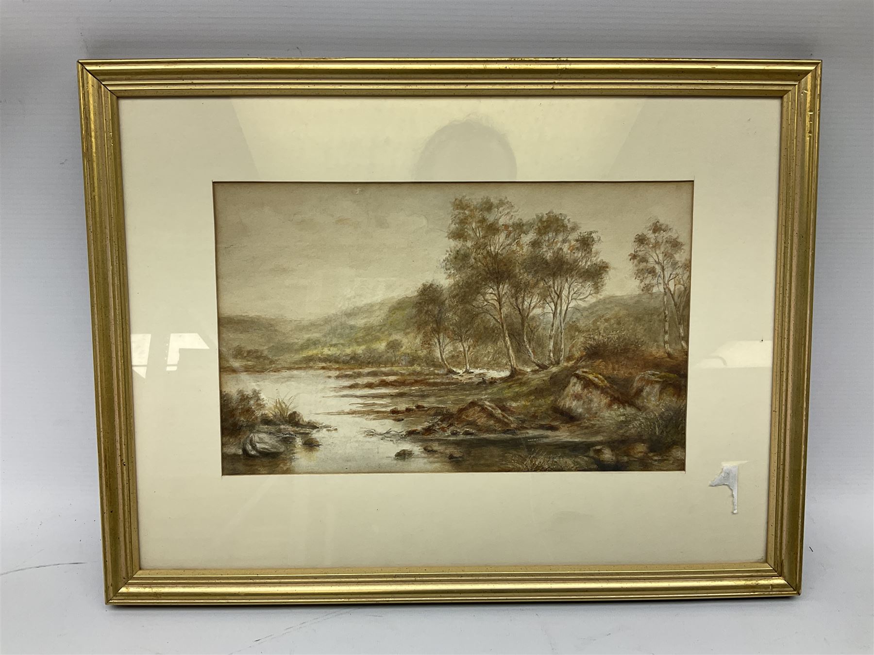 E L R (British 19th century): Loch Fishing with sailing boats, watercolour signed and dated 1893 together with two more similar watercolours max 24cm x 60cm (3)