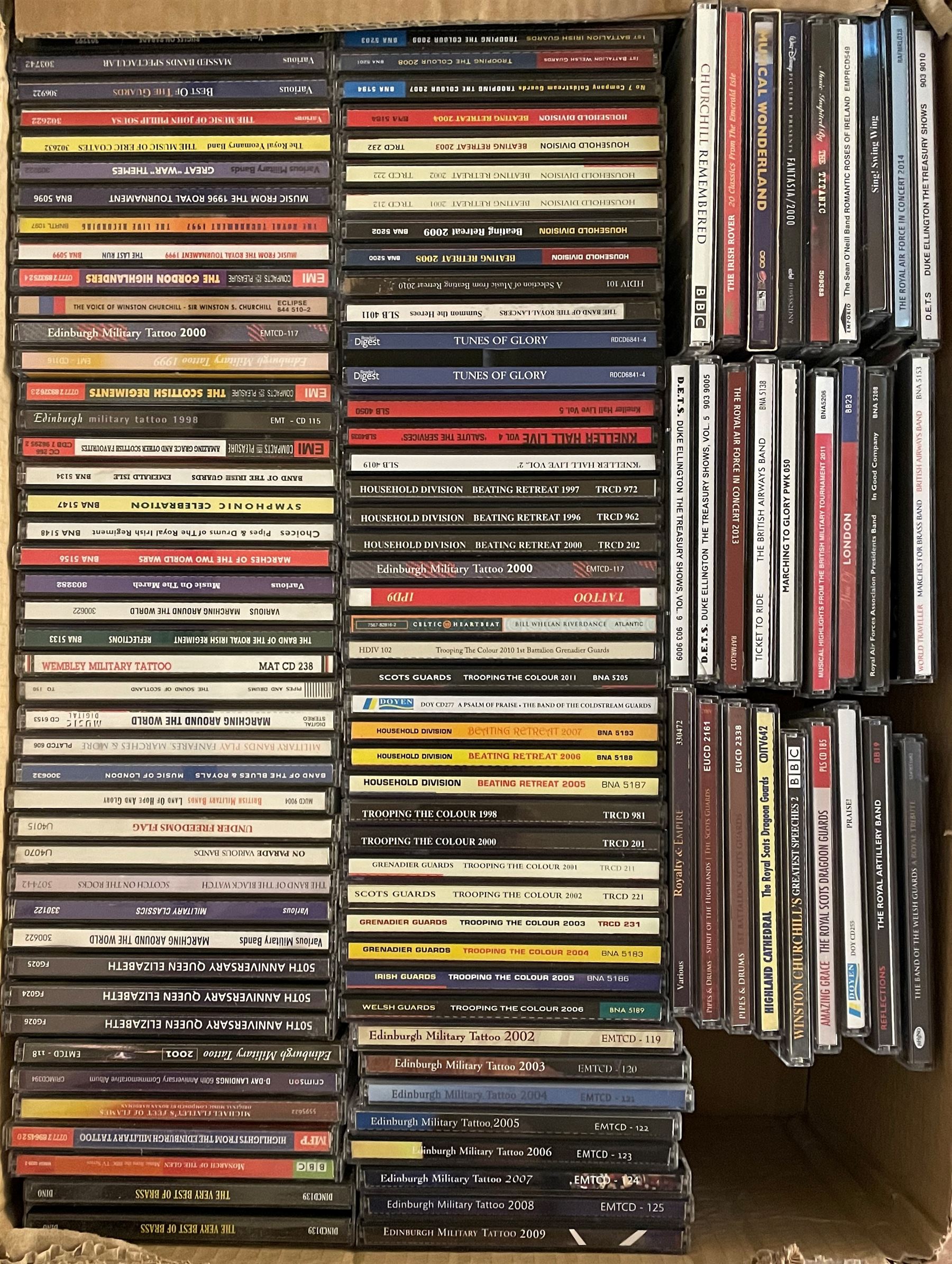 A large collection of mostly Military Band Music including The Music of the Scots Guards, Marching with the Gurkhas, Military Bands, Music in Remembrance and other music in four boxes (300+) 