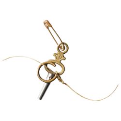 19th / early 20th century 14ct gold cylinder fob watch, gilt dial with Roman numeral hour markers