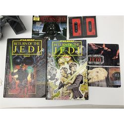 Star Wars - Darth Vader TIE-fighter; Darth Vader head and shoulder shaped figure collection box; 1983 & 1984 Return of the Jedi Annuals; Read Along Book and Tapes; and two posters