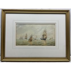 William Frederick Settle (Hull 1821-1897): 'Sailing Ships Under Way', pair watercolours signed with monogram and dated '79, 22cm x 40cm (2) 
Provenance: private collection, purchased Dee, Atkinson & Harrison 14th February 1997 Lot 780
