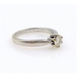  White gold single stone round brilliant cut diamond ring hallmarked 18ct approx 0.35 carat  